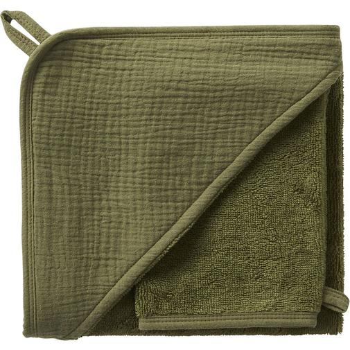 Bb&Co - Cape de bain bambou + gant Fougère (70 x 70 cm)