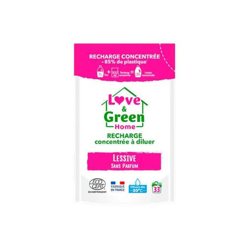 Love & Green - Recharge de lessive concentrée à diluer sans parfum 500 ml - Blanc