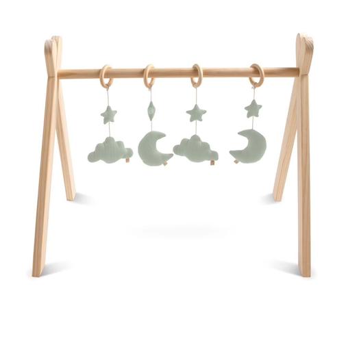 Sauthon - Arche D'éveil Bois Avec 4 Jouets - Uni Sauge Vert