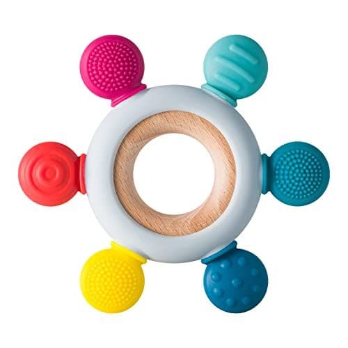 Arudyo - Arudyo Jouets de dentition pour bébé Jouets de dentition en silicone Sans BPA Gouvernail en silicone avec anneau en bois Apaiser les gencives des bébés (arc-en-ciel)