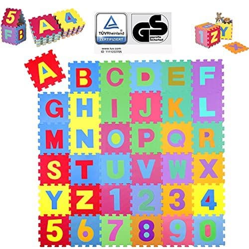 KIDUKU - KIDUKU® Puzzle Tapis Mousse bébé, 86 pièces, Tapis de Jeu très résistant pour Enfants, Alphabets & Chiffres