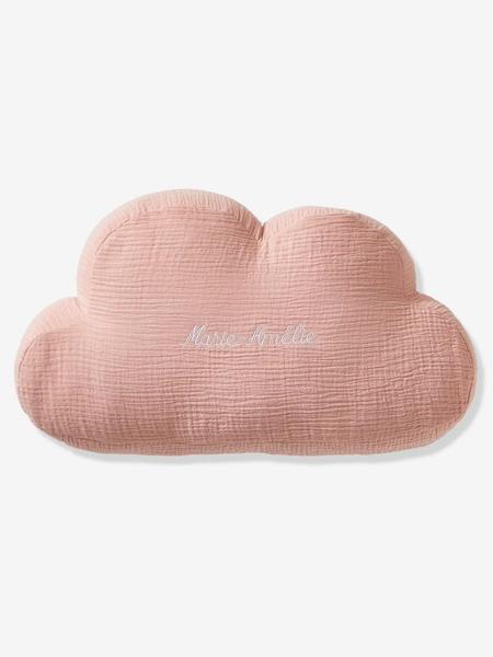 Vertbaudet - Coussin nuage en gaze de coton personnalisable rose poudré
