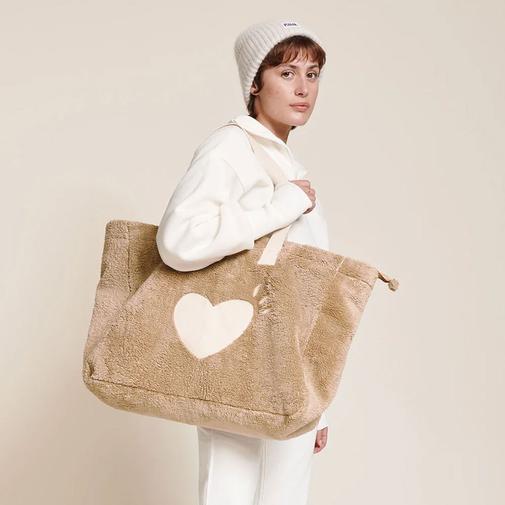 émoi émoi - Cabas Coeur en Moumoute - Beige
