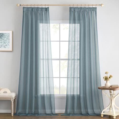 EMEMA - EMEMA Rideaux en Voile avec Fronces Rideaux Transparents en Voile Polyester Echarpe à œIllets Transparente Lot de 2 Salon AéRien Echarpe DéCorative pour Chambre à Coucher 140 X 225 cm Blanc