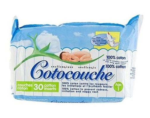 Cotocouche - Cotocouches 1er âge 0 à 4 mois - Couche jetable coton anallergique - Paquet de 30