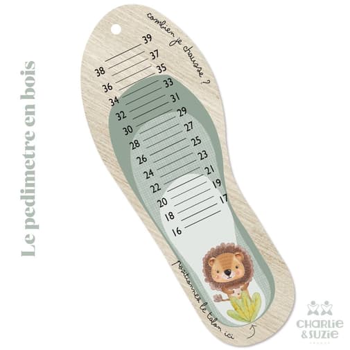 Charlie & Suzie - Toise pédimètre en bois jungle lion multicolore - Charlie & Suzie