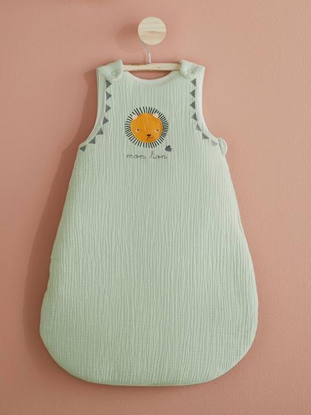 Vertbaudet - Gigoteuse en gaze de coton MON PETIT LION vert