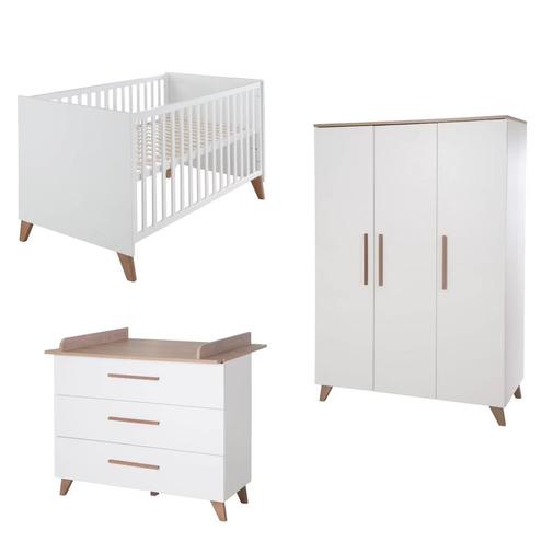 Roba - Chambre Bébé Évolutive Complète Avec Soft-close Ole Blanc - Chêne Foncé
