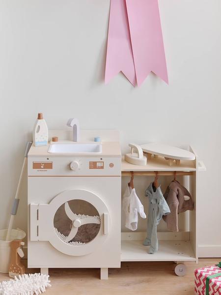 Vertbaudet - Machine à laver et à repasser avec accessoires en bois FSC® écru