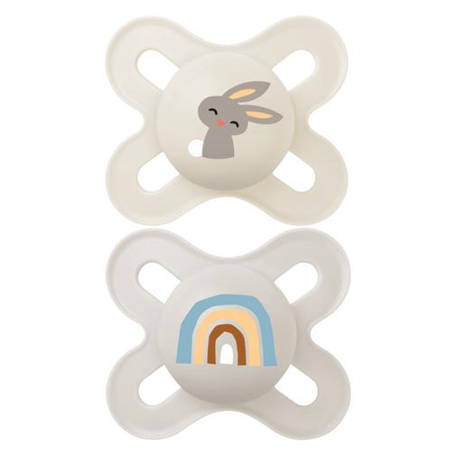 Mam - Lot de 2 Sucettes Original Naissance Lapin et Arc-en-ciel - 0/2 Mois