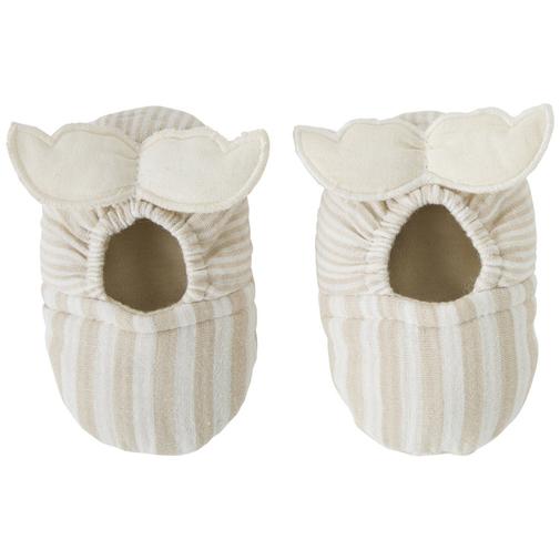 Bb&Co - Chaussons avec ailes d'ange gaze de coton rayé galet (0-6 mois)