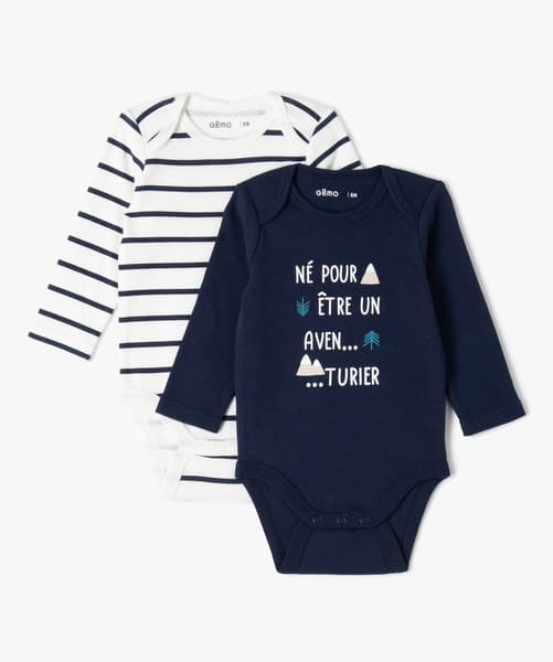 GEMO 4G BEBE - Body bébé à manches longues et motifs (lot de 2)