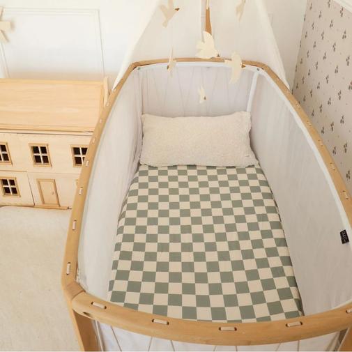 Mezamé Paris - Drap Housse Damier Céladon