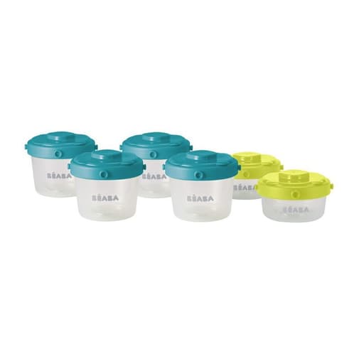 BEABA - Lot de 6 portions clip 1er âge 60 et 120 ml neon