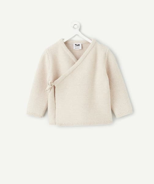 taokids.com - Cardigan naissance cache-cœur écru