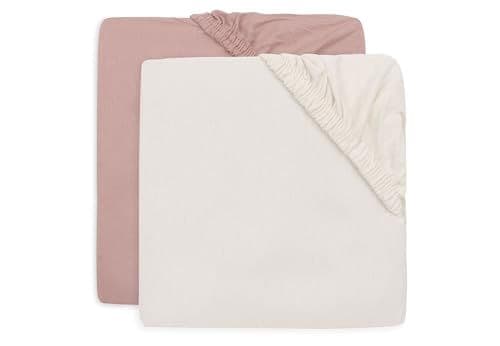 Jollein - Jollein Drap-Housse Jersey - pour Lit Enfant - Wild Rose/Ivory - Lot de 2-60x120cm - Drap-Housse en Coton - Certifiée Oeko-TEX