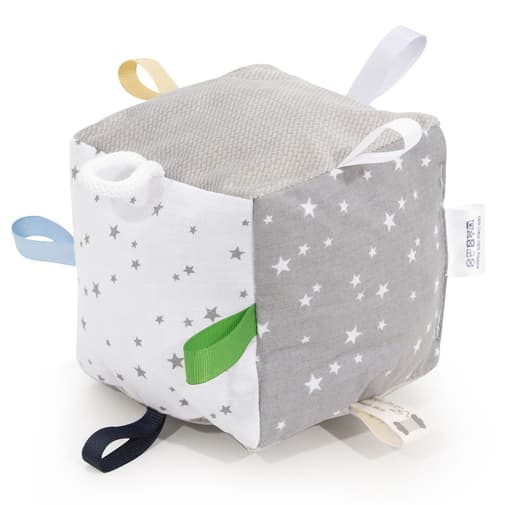 Jukki.fr - Boutique bébé - Twinkle Stars &amp; Grey Velvet Jouet Sensoriel en Cube