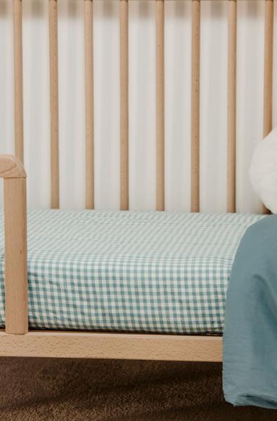 Kadolis - Drap housse bébé Percale Coton Bio Vichy Vichy Azur Percale c