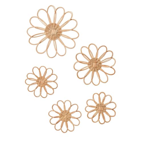 VERTBAUDET - Lot de 5 fleurs murales en rotin