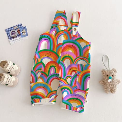 MiniOlie - Baby Toddler Rainbow Print Overalls