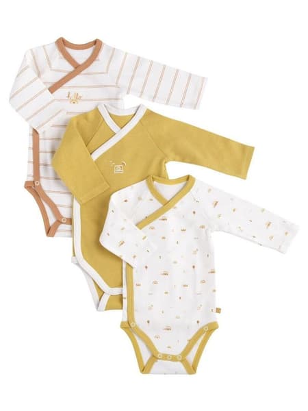 KIABI - Bodies bébé en coton à manches longues lot de 3 - SAUTHON