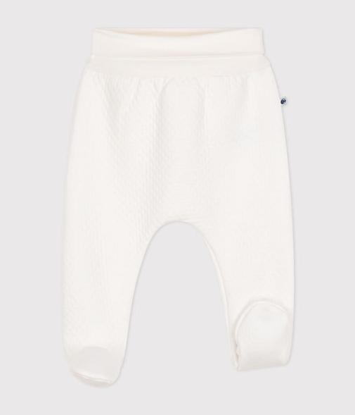 Petit Bateau - Pantalon à pieds bébé en coton épais uni