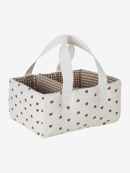 Vertbaudet - Panier de rangement deux compartiments coeur fondant