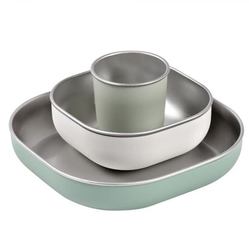 Beaba - Coffret repas bébé inox - Sage green