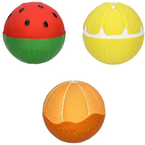 Oli and Carol - Set de 3 balles sensorielles, de dentition et de bain Fruit Salad