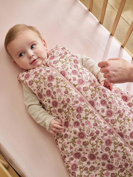 Vertbaudet - Gigoteuse sans manches en gaze de coton rose imprimé