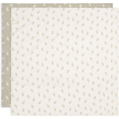 Jollein - Lot de 2 maxi langes en gaze de coton Twig Olive Green (115 x 115 cm)