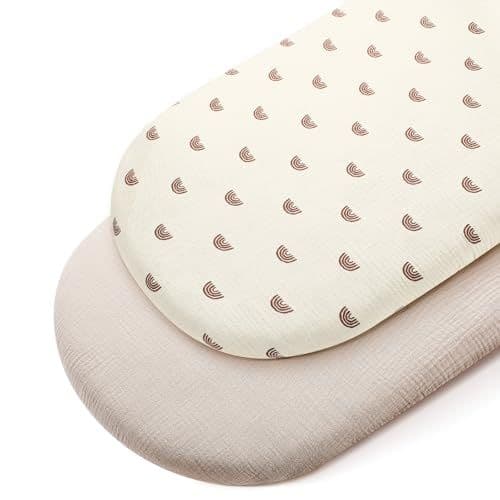 Peepeemax - Peepeemax Drap Housse Cododo en Mousseline de Coton 90x50CM, 100% Coton Draps-Housses pour Couffin, Draps de Berceau pour Matelas Ovale et Rectangulai 50x83 cm,55x90 cm,50x90 cm, Arc-en-Ciel