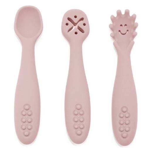 Babireva - Lot De 3 Cuillères D'apprentissage En Silicone Rose