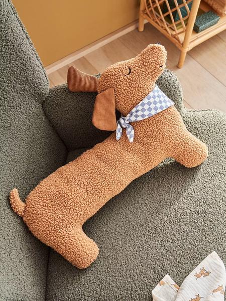 Vertbaudet - Coussin chien teckel en sherpa ACHILLE marron