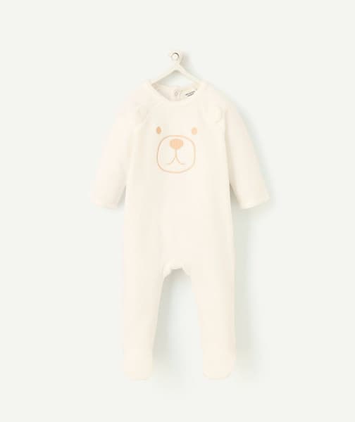 taokids.com - dors bien velours en coton bio écru avec motif ours