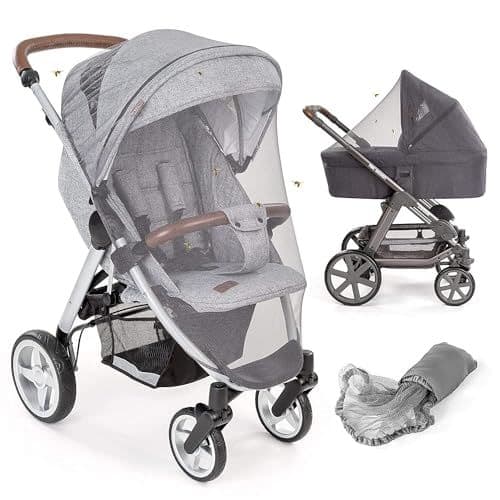 ZAMBOO - Zamboo Moustiquaire Poussette et Landau Universelle, Filet Anti Moustique, Insecte et Guêpe, Protection Fine et Résistante, Sac Inclus, Lavable - Gris