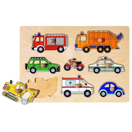 Goki - Puzzle À Boutons Moyens De Transport 8 Éléments Multicolore