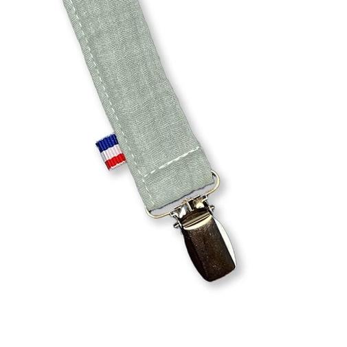 Papate - Attache tétine en coton bio teddy vert