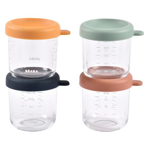 Béaba - Lot de 4 Portions Verre 250 ml - Sunrise Color Mix
