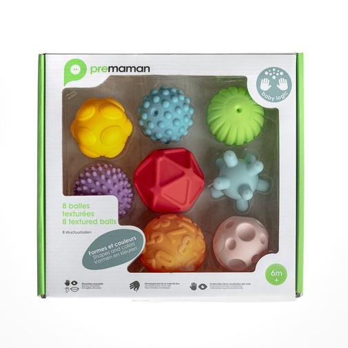 Prémaman - Set de 8 balles sensorielles texturées - Multicolore