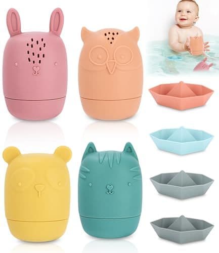 Toaren - Toaren Silicone Jouet Bebe 8pcs Jouets Bain Bebe 1 Ans,Jouet Bebe 6 Mois,Poupées Matriochka Silicone Souple Jouet de Bain pour Bebe,Animaux Jouets Empilables Enfant Jeux Educatif 1 2 3 Ans