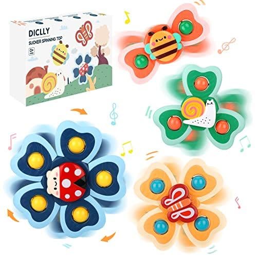 DICLLY - DICLLY Set de Jouets à Ventouse pour Bébé 4 Pièces - Jouets de Douche Sensoriels,Coordination Œil-Main,Éveil et Apprentissage pour Enfants 1-5 Ans - Parfait pour Fenêtres et Baignoires