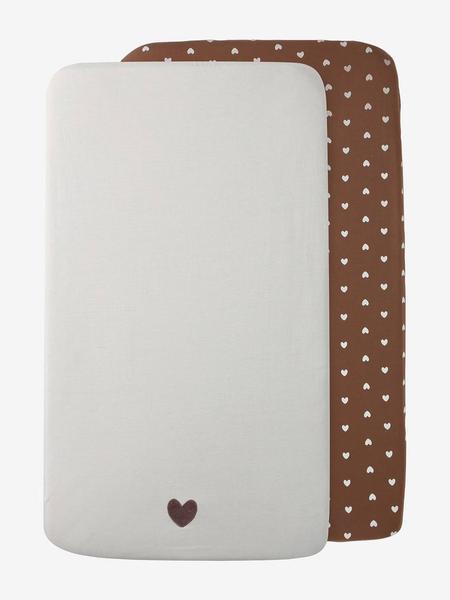 Vertbaudet - Lot de 2 housses pour berceau et cododo en coton bio* coeur fondant