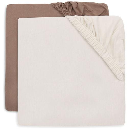 Jollein - Lot de 2 draps housses en jersey Milky Coffee-Ivory (70 x 140 cm)