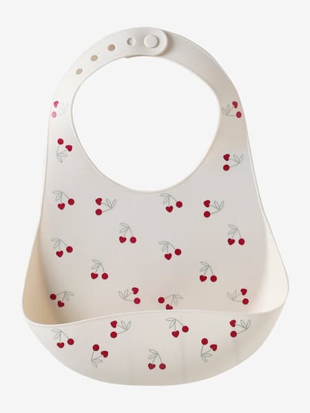 Vertbaudet - Bavoir avec récupérateur en silicone cherry - Vertbaudet