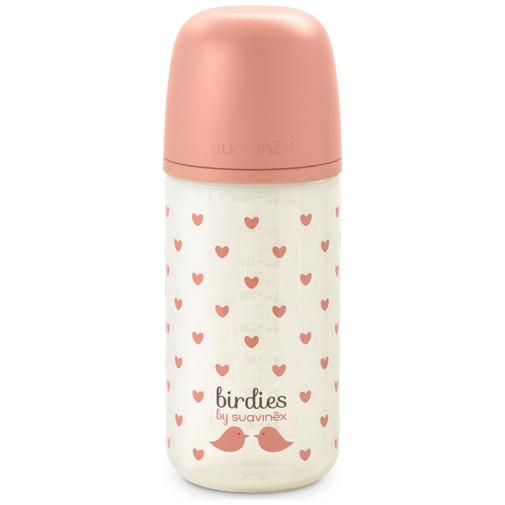Suavinex - Biberon en verre tétine SXPro S Birdies Rose (240Ml)