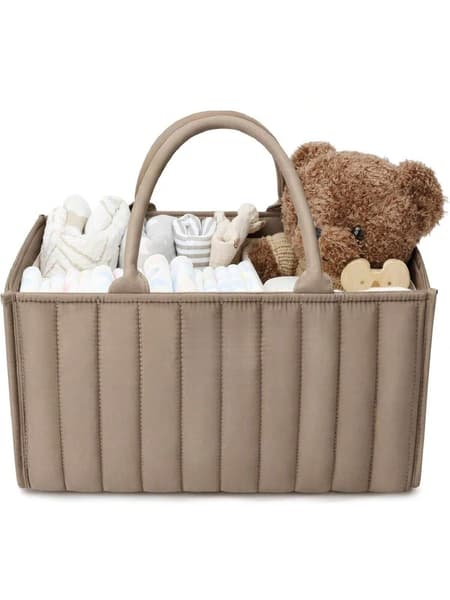 Shein - Panier organisateur, panier de rangement pour couches - Liste de cadeaux de bébé pour liste de douche de bébé nouveau-né et éléments essentiels incontournables pour bébés - Marron moka