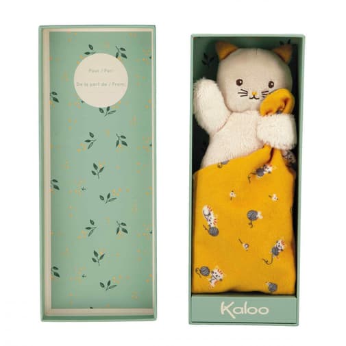 Kaloo - Doudou chat jaune bébé - Polyester recyclé, naissance - KALOO