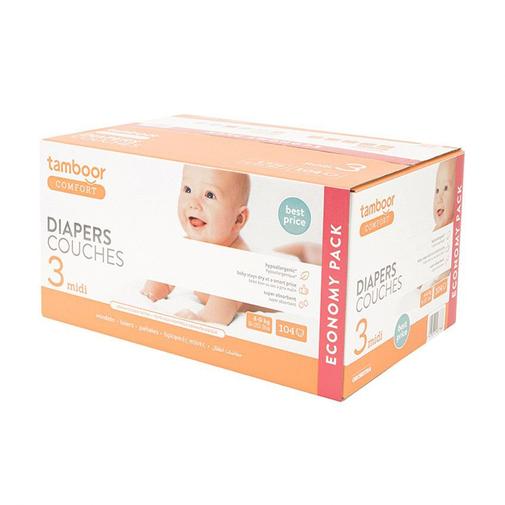 Tamboor - Couche hypoallergénique Comfort taille 3 - x104 - Blanc