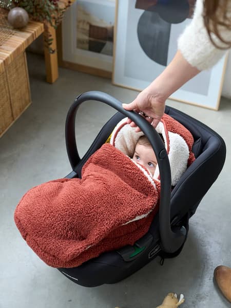 Vertbaudet - Chancelière coque et nacelle en sherpa Foxy safran - Vertbaudet